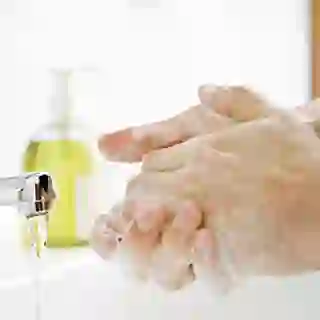 Washing hands with soap image.