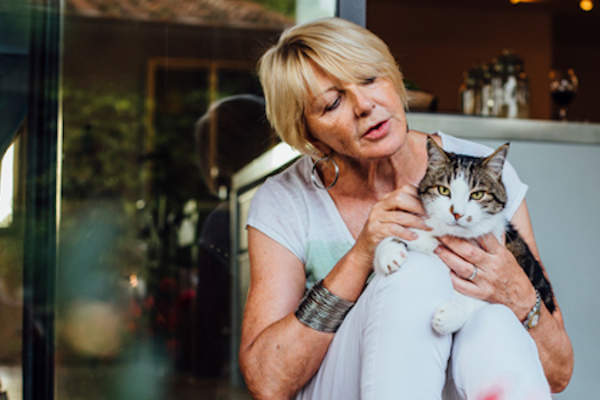 成熟的女人和她的猫