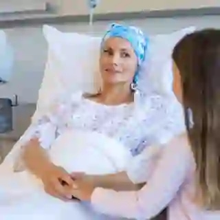 mom getting chemo talking to daughter