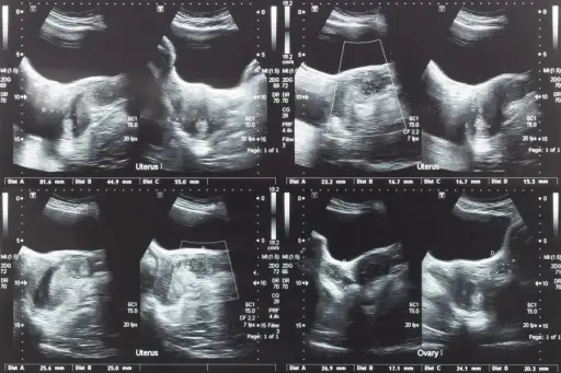 下腹部、卵巢及子宫超声图像见肿瘤