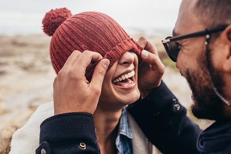 Couple having fun and laughing together.