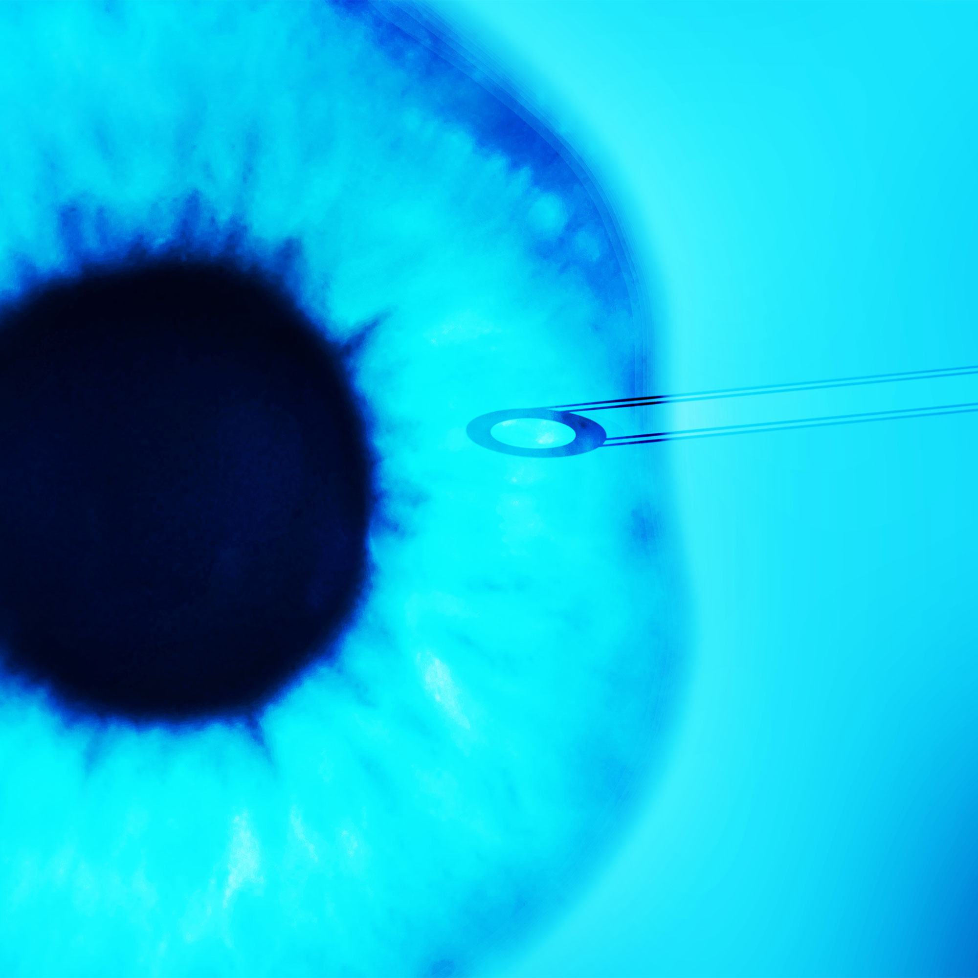 一个注射器和一只眼睛的3D插图