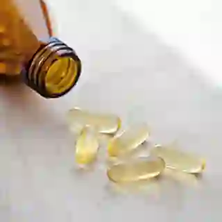 Vitamin E capsules.