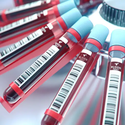 Lab equipment centrifuging blood