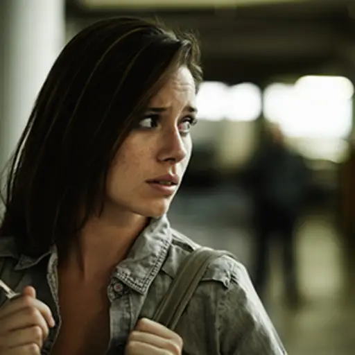 一个在停车场感觉受到威胁的女人。