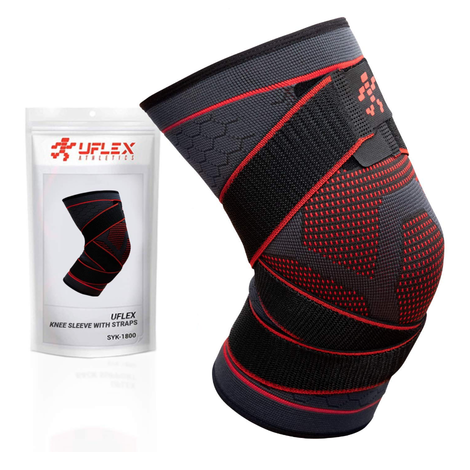 UFlex Athletics Knee Compressing Sleeve - Black, Medium for sale online