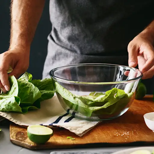 男人制作蔬菜沙拉