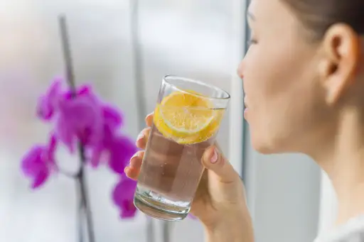 果子调味汁注入的水用新鲜的有机柠檬。