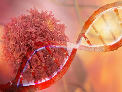 癌细胞和DNA链。