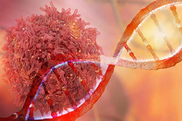 癌细胞和DNA链。