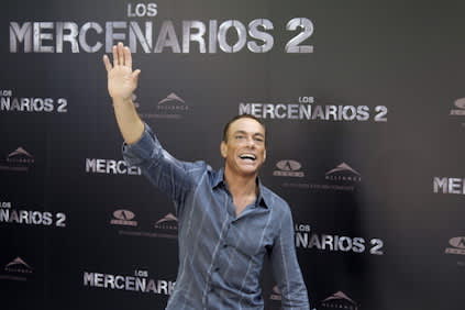 演员让 - 克劳德·范达美出席“敢死队2”（“洛杉矶Mercenarios 2”）的photocall在丽兹酒店在西班牙马德里。