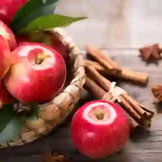 Red apples and cinnamon.