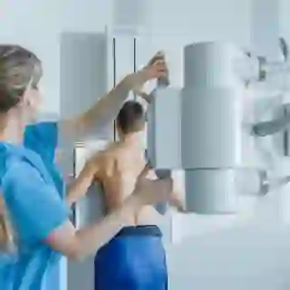 Man getting chest x-ray