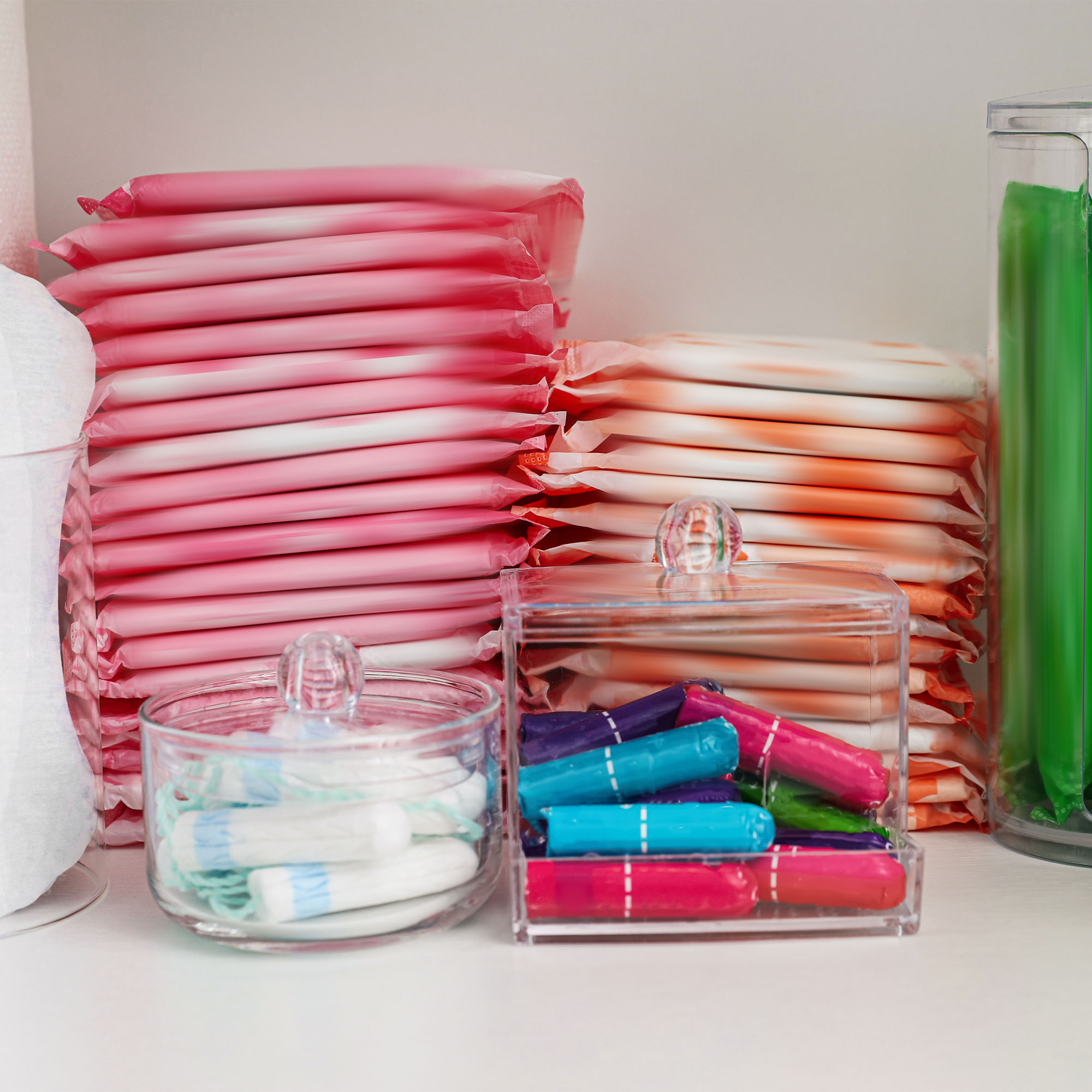 女性卫生产品的视图