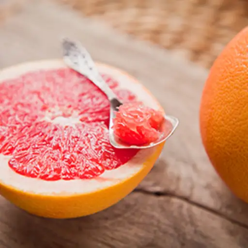 Grapefruit cut in half.