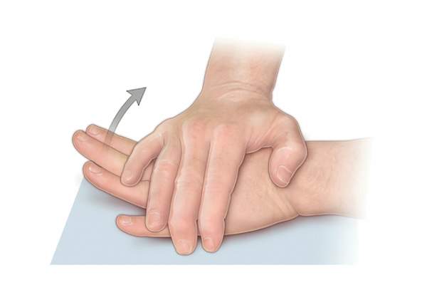 手压在桌子另一方面