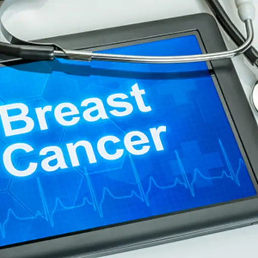 显示诊断乳腺癌的平板电脑