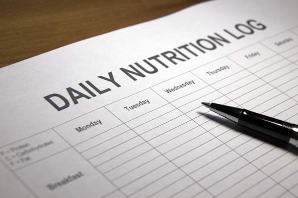 营养记录表的特写