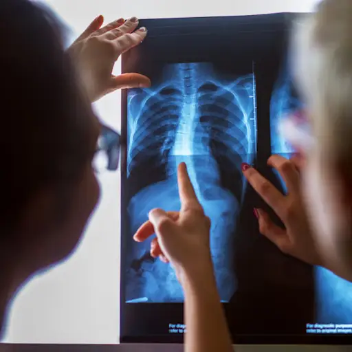 在医生办公室检查X射线射线的后视图