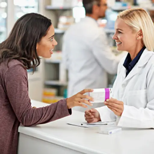 Refilling a prescription.