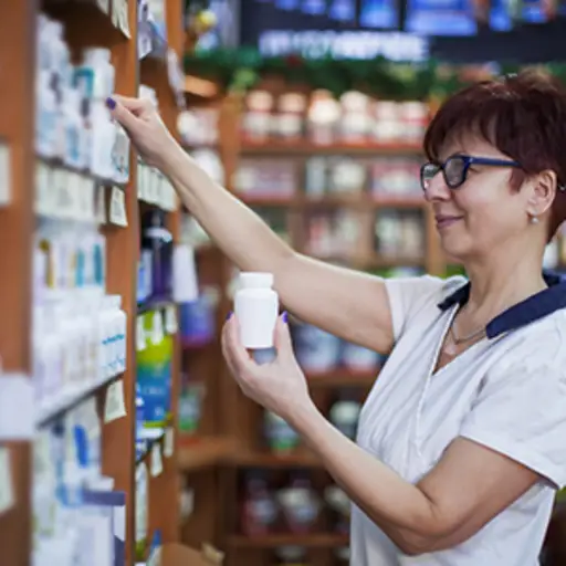 Woman shopping for supplements.
