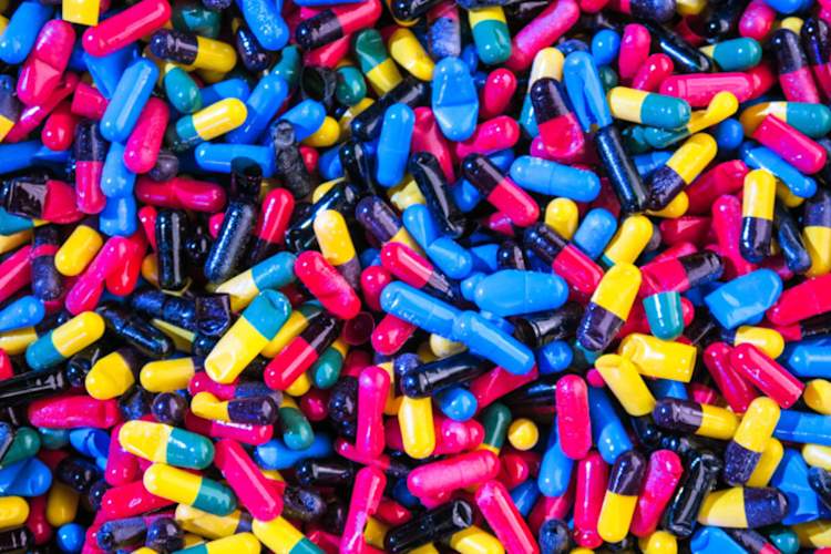 many multi-colored pills