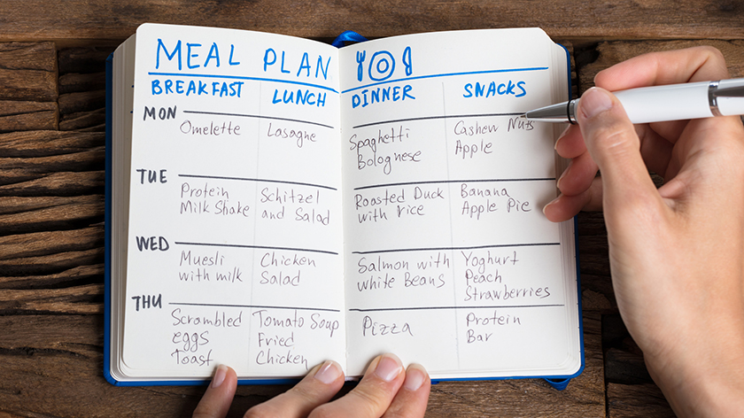 在日记中写下一份饮食计划。