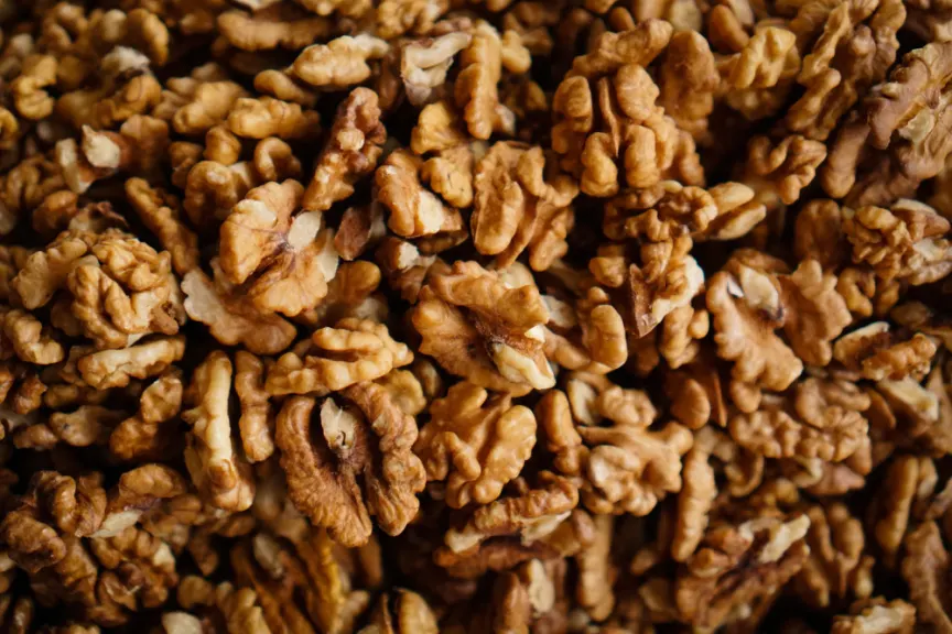 close up of shelled walnuts