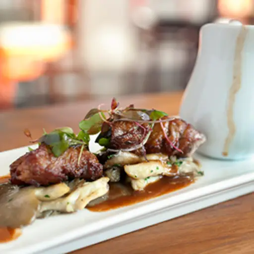 Sweetbreads with mushrooms.