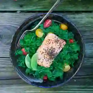 Salmon kale salad.
