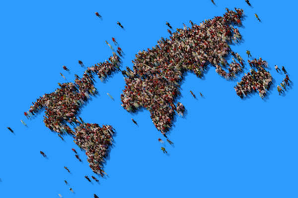 人群制作世界地图,人口概念。