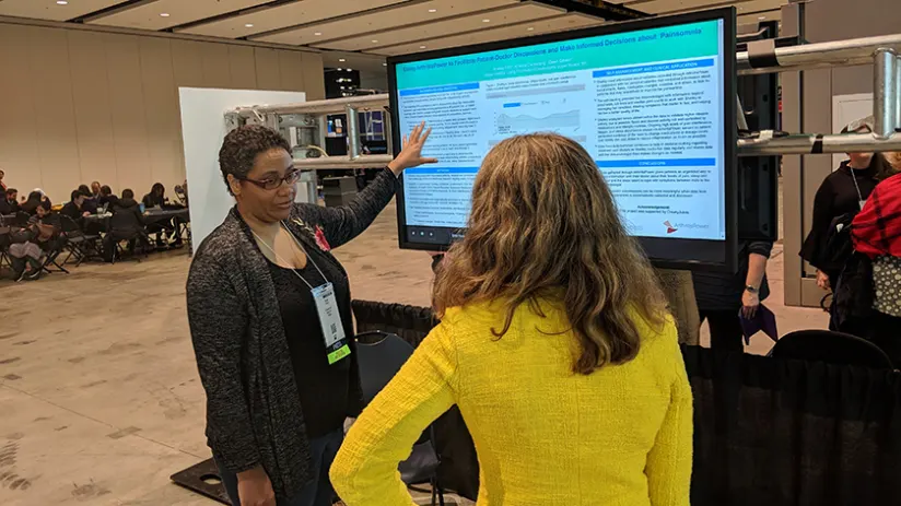 黎明·吉布森（Dawn Gibson）在2018年美国风湿病学院（ACR）的2018年会议上的Painsomnia海报。