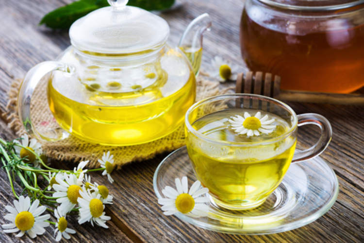 甘菊茶的紫砂壶。