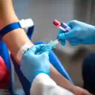 woman getting blood test