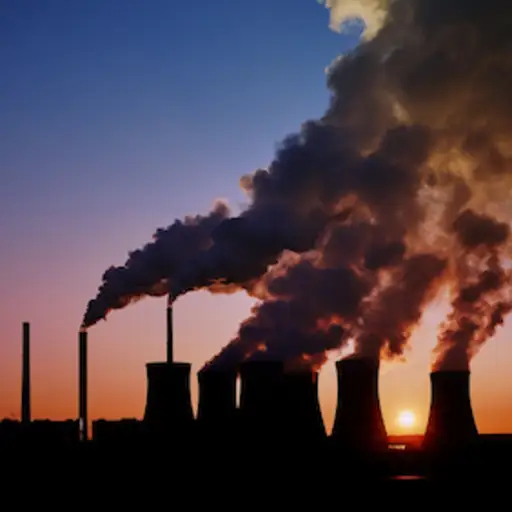 Power plant smokestacks.