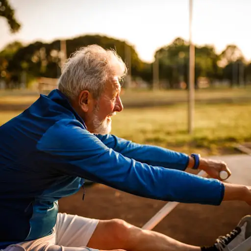 高级男子在公园里伸展
