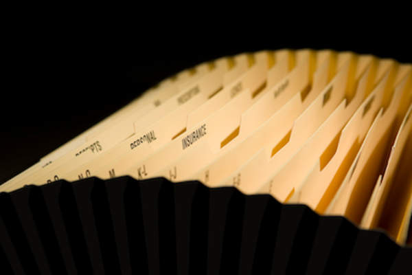 开放式手风琴文件夹。