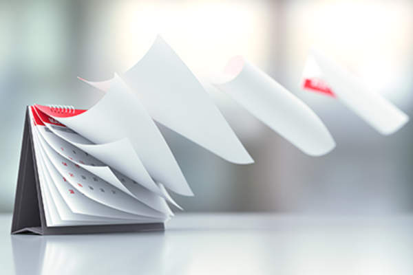 日子在日历上飞逝。