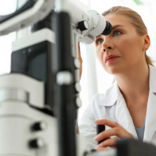ophthalmologist using machine