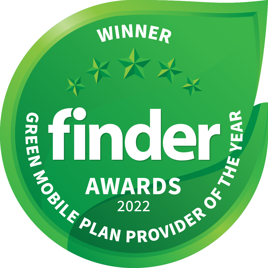 Finder Green Mobile Plan Provider of the Year for 2022 Logo
