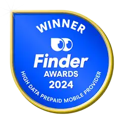 Finder 2024 High Data Prepaid mobile provider award winner