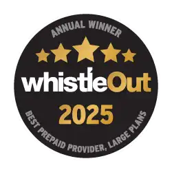 Whistleout 2025 best prepaid provider large plans award winner