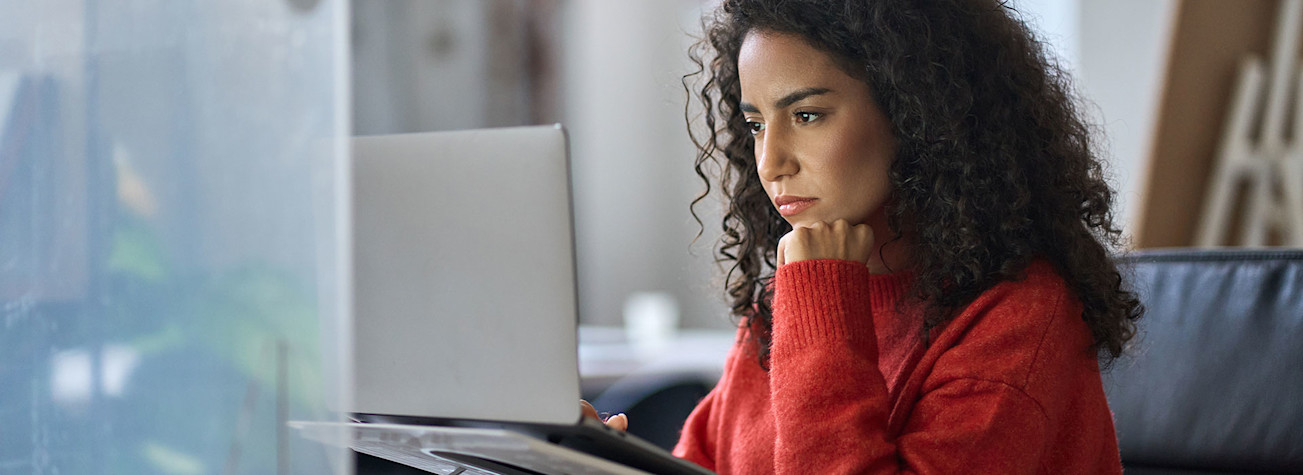 Woman working on a laptop