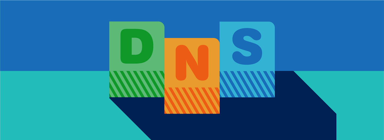 Illustration of blocks with the letters DNS (Domain Name System) on them.