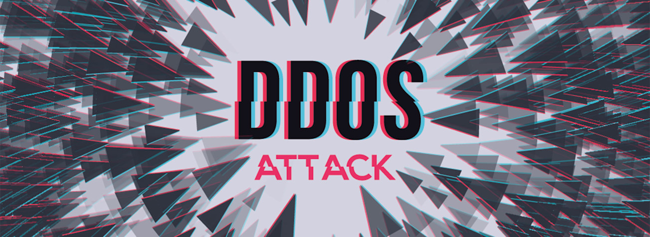 Abstracte DDoS-aanval van pijltjes die het woord DDoS attack aanvallen