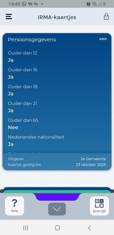 Screenshot SSI-app IRMA