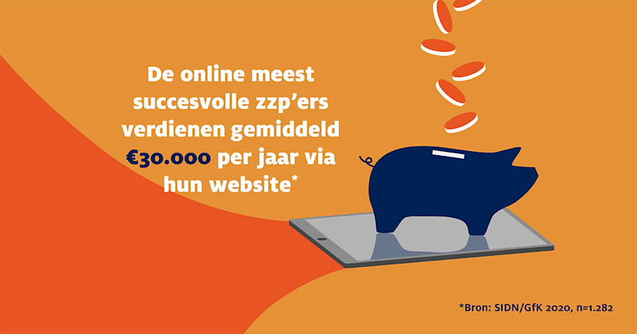 De online succesvolle zzp'ers verdienen gemiddeld € 30.000,- per jaar via hun website