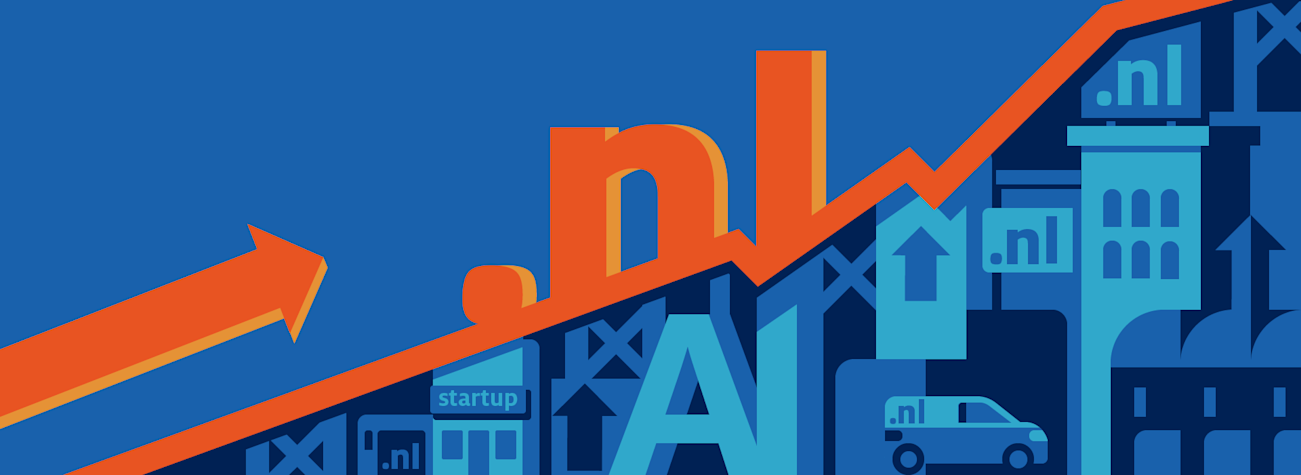 Illustration of a rising graph line with .nl above it