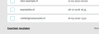 Screenshot van de nieuwe exporteermogelijkheid in SIDN Merkbewaking.