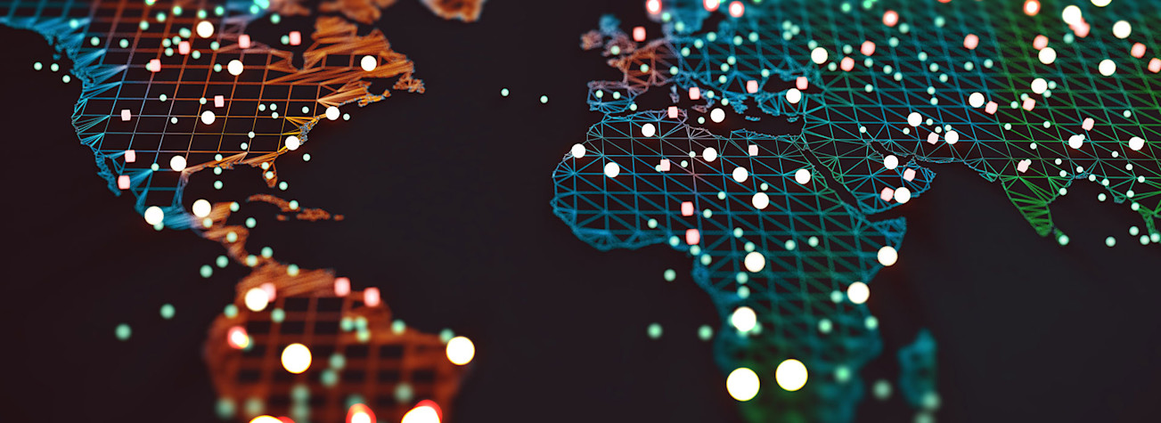 World map with highlighted areas